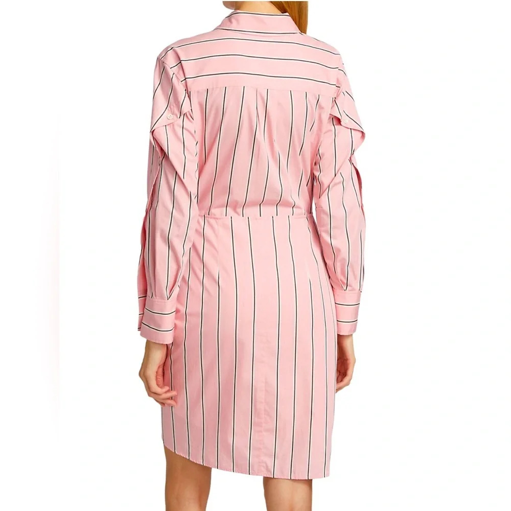 Derek Lam 10 Crosby Charlotte Tie-Waist Shirtdress Pink Multi Size 0 - Picture 6 of 8